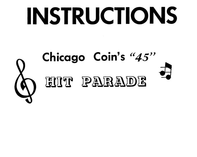 Chicago Coin - Hit Parade - Jukebox - User Manual - Instruction Manual - User Guide - English