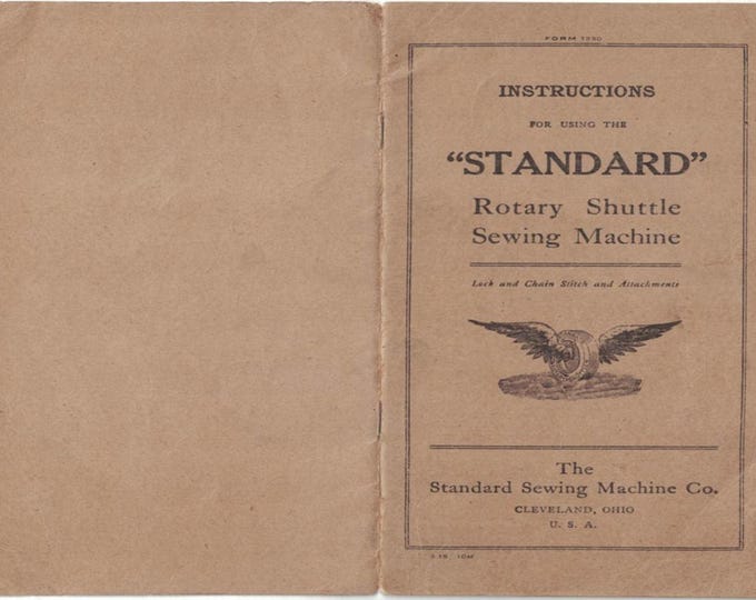 Standard Rotary Shuttle - manual-1915- Sewing- machine- Service Manual - Instruction Manual -  Wiring Diagram - Schematic - Operation Manual