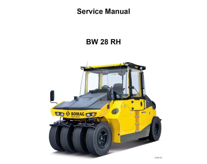 Bomag Pneumatic Typed Roller BW 28 RH Service Manual 00840180 2018 - English  (Pdf Download)