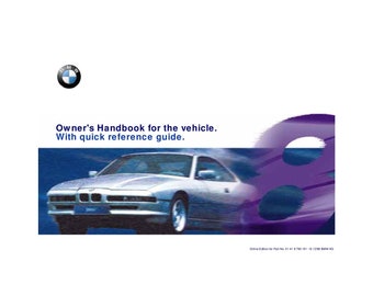 BMW 8 Series E31 840Ci-850CI-850CSI 1992-1999 Owners Manual - English