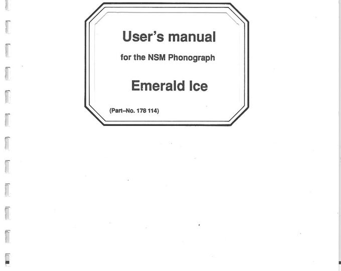 NSM - Emerald Ice - User Manual - Service Manual - Instruction Manual - English