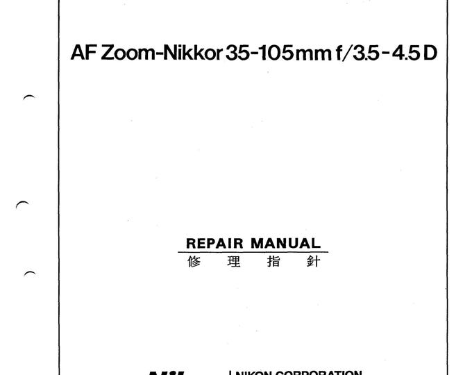 Nikon AF 35-105mm f3.5-4.5D -  Service Manual - Repair Manual - Workshop Manual -  PDF Download