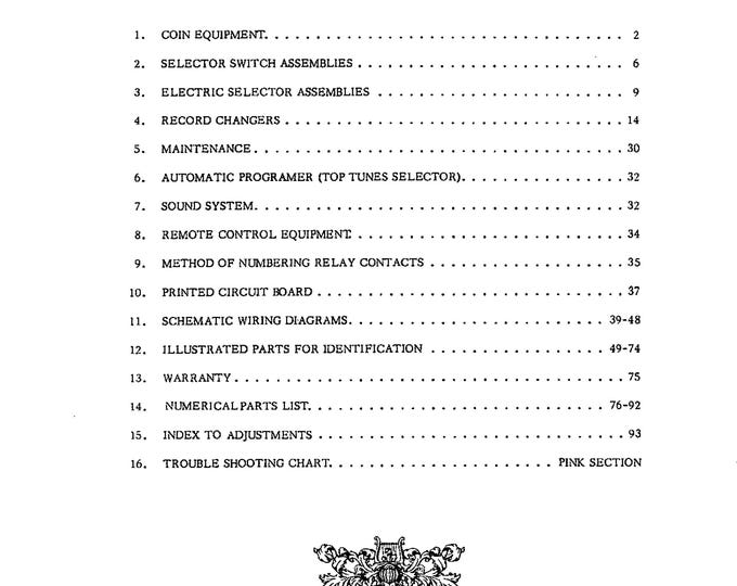 Wurlitzer - 2600 Series - Phonograph - Service Manual - Workshop Manual - Repair Manual - English