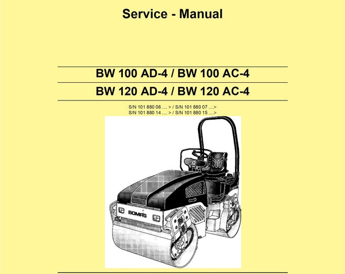Bomag Roller BW 100 AC-4 Service Manual 00891561 12.2012 - English  (Pdf Download)