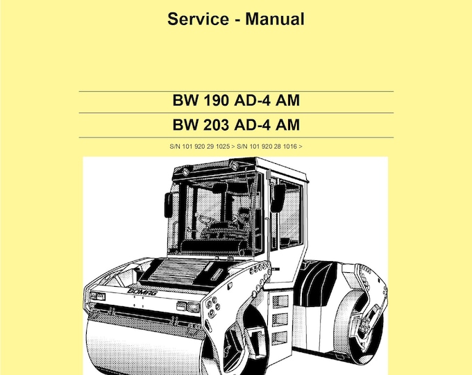 Bomag Asphalt Manager BW 203 AD-4 Am Service Manual 00891756 05.2011 - English (PDF Download)