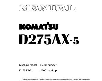 Komatsu D275AX-5 Bulldozer Shop Manual - Workshop Manual - Service Manual - English