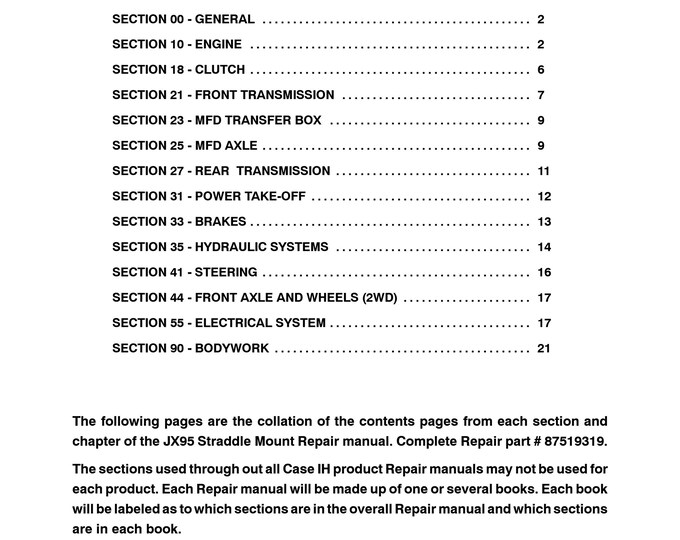 Case JX95 STRADDLE MOUNT - Repair Manual - Service Manual (Pdf Download)