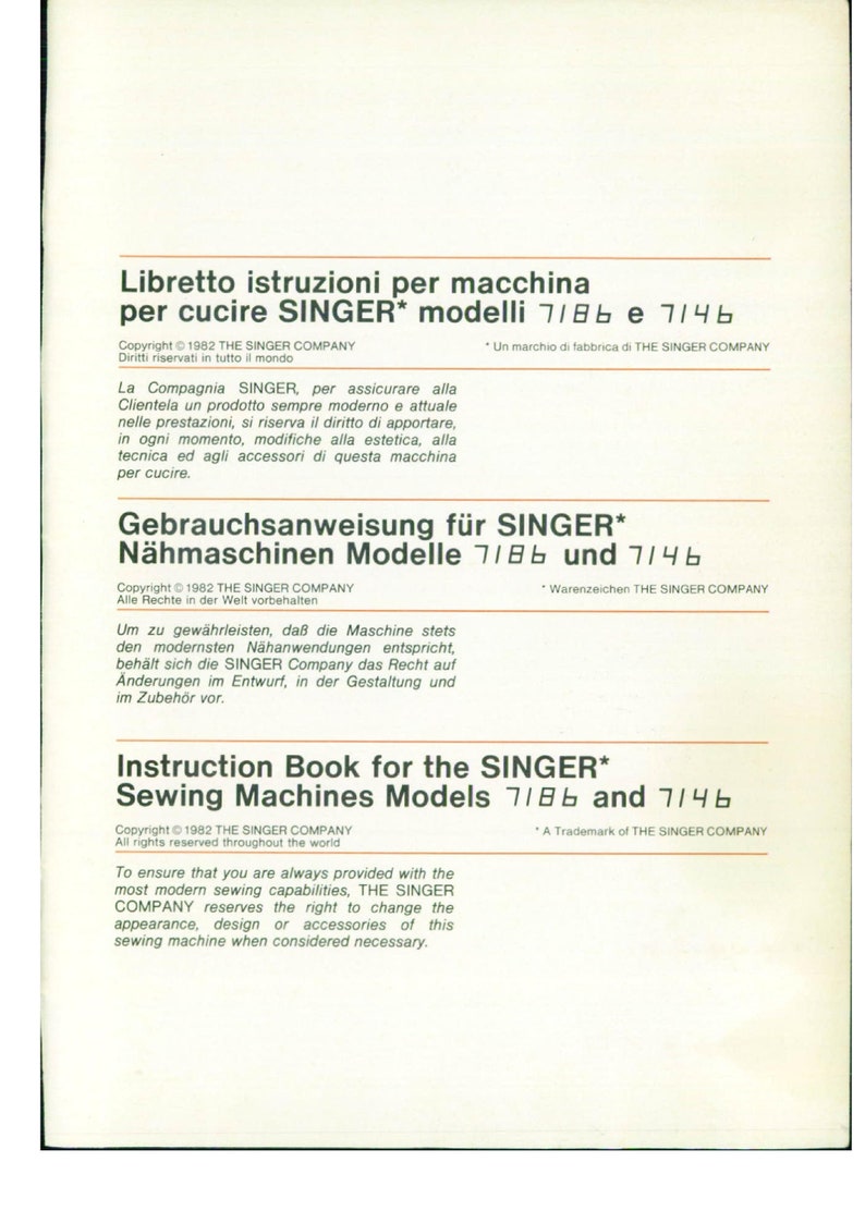 Singer 7146-7186 Sewing Machine Instruction Manual (PDF) - Etsy