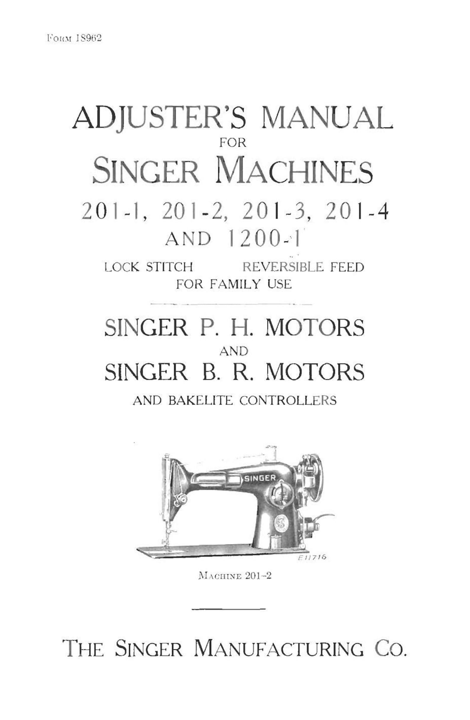 Singer 2011 2012 2013 2014 12001 Adjusters Manual Sewing Machine