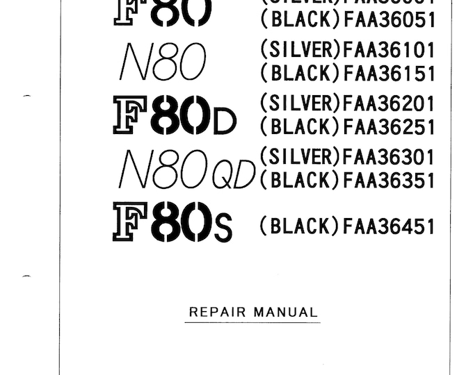 Nikon F80 repair manual  - Service Manual - Workshop Manual -  PDF Download