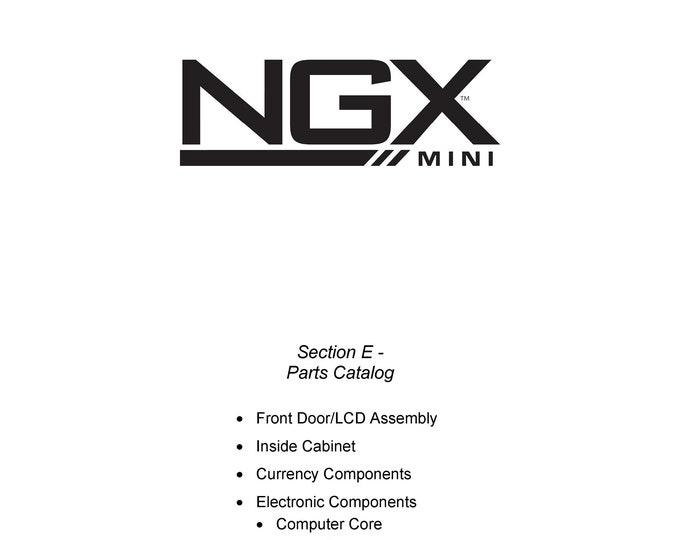 Megatouch - Ngx Mini - Parts Catalog - User Manual - English
