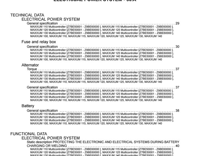 Case Maxxum 100 Maxxum 110 Maxxum 115 Maxxum 120 Maxxum 125 Maxxum 130 Maxxum 140 - ELECTRICAL POWER SYSTEM-Repair Manual-(Pdf Download)
