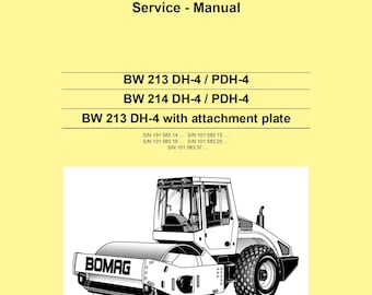 Bomag BW213DH4 Single Drum Roller Service Manual 00891171 12.2007 - English  (Pdf Download)