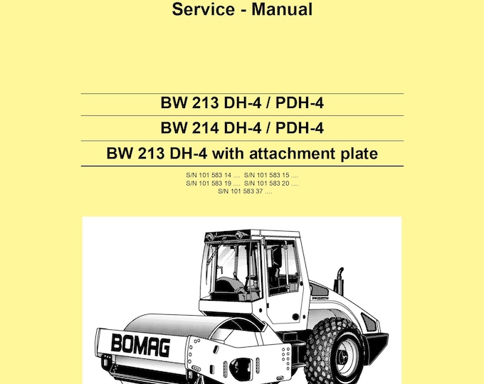 Bomag BW213DH4 Single Drum Roller Service Manual 00891171 12.2007 - English  (Pdf Download)