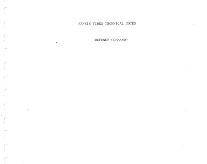 DEFENSE COMMAND - Hankin Video Technical  Notes- Service Manual - Parts Manual - Owner manual -  Pdf Download