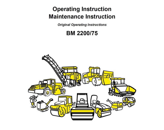 Bomag BM 2200-75 Operating & Maintenance Instructions 00820166EN 2018 - (PDF Download)