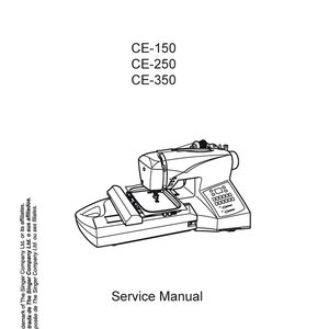 May include: Black and white line drawing of a Singer Futura CE-150, CE-250, and CE-350 sewing machine. The image is from a service manual dated 14 February 2008.