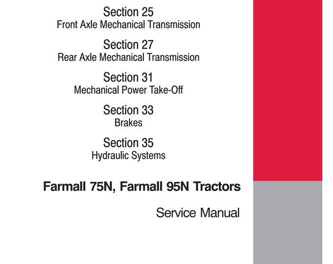 Case FARMALL 75N, FARMALL 95N - Repair Manual - Service Manual-Shop Manual (Pdf Download)