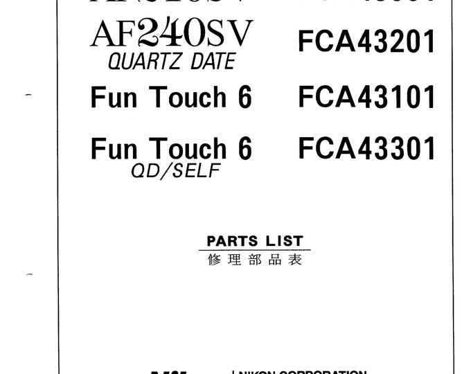 Nikon AF240 - Fun Touch 6  - Service Manual - Repair Manual - Workshop Manual -  PDF Download