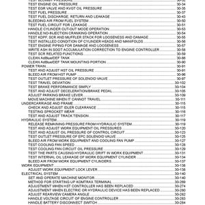 K&ouml;nnte beinhalten: Eine schwarz-wei&szlig;e Indexseite mit dem Titel "Index" und "00 Index und Vorwort" oben. Die Seite listet eine Reihe von Tests und Anpassungen f&uuml;r eine schwere Maschine mit entsprechenden Seitenzahlen auf.
