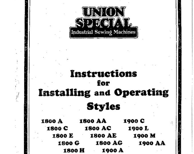 Union Special Model-1800-1900-Parts-list-Catalog-48 -Sewing- machine- Service Manual - Instruction Manual -  Wiring Diagram - Schematic
