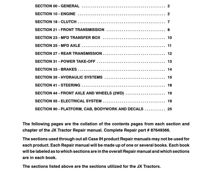 Case JX60, JX70, JX80, JX90, JX95 -Repair Manual - Service Manual (Pdf Download)
