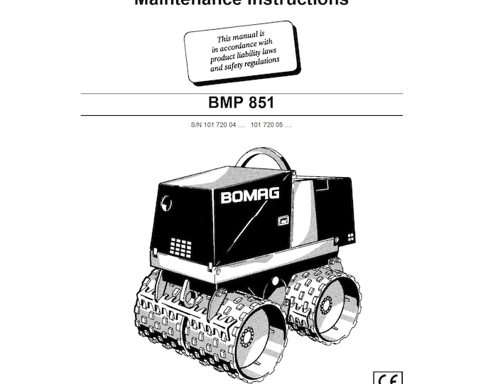 Bomag Multi-purpose Compactor BMP 851 Operating Instructions 05-2005 00811141 - English  (Pdf Download)