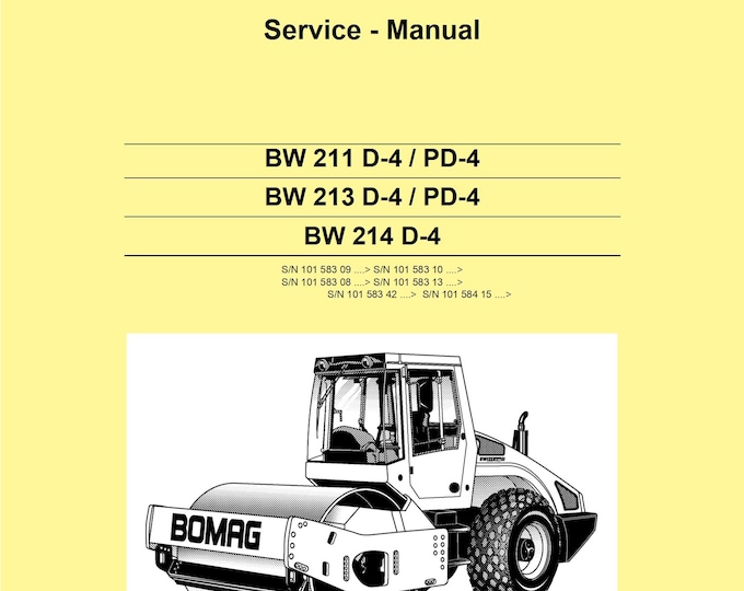 Bomag Roller BW 214 D-4 Service Manual 00891149 06.2012  (Pdf Download)