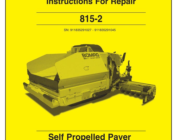 Bomag 815-2 Service Manual - Repair Manual - Workshop Manual - English