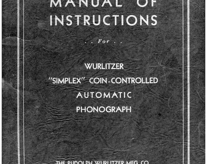 WURLITZER - 312 - 412 - 616 - 716  35  - Operating Instructions - Service Manual - User Manual - Schematic - Parts List