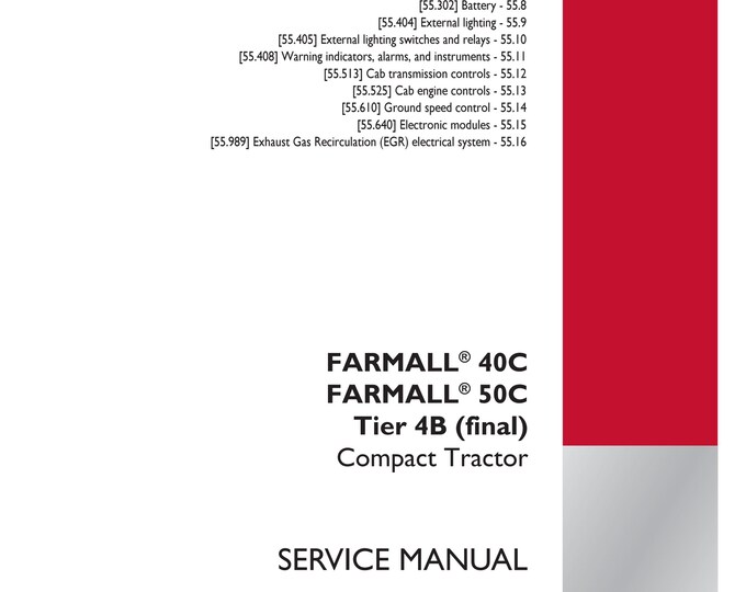 Case  Farmall 40C Farmall 50C Tier 4B -Electrical systems - 55 Engine starting system - 201- Repair Manual - Service Manual-(Pdf Download)
