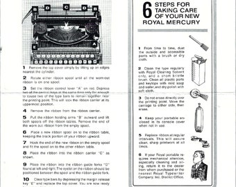 Royal Mercury Typewriter Instruction Manual - User Guide (Digital PDF Download)