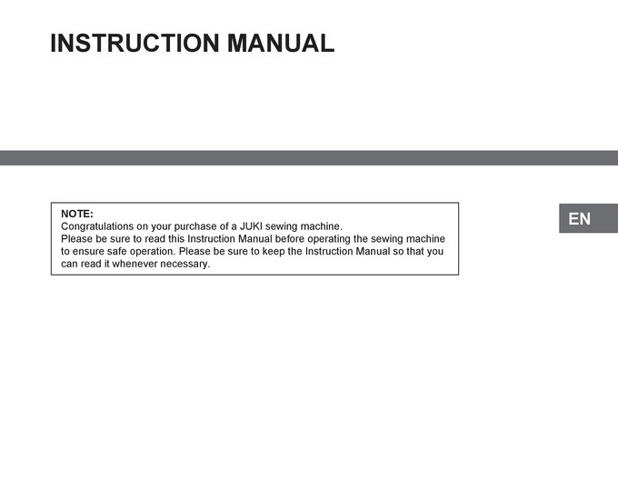 Juki TL2200QVP  Sewing Machine Instruction Manual - User Manual - Complete User Guide