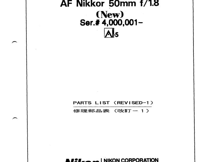 Nikon AF 50mm f1.8 - Service Manual - Repair Manual - Workshop Manual -  PDF Download