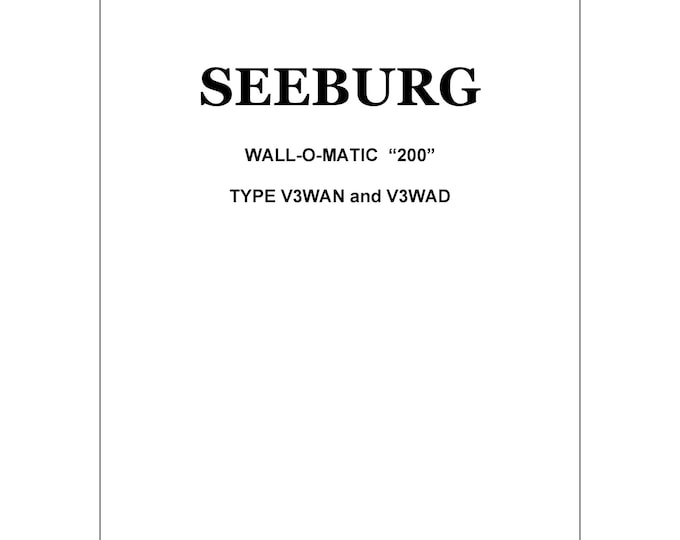 Seeburg V3WA- V3WAD-Wall- O -Matic -200 - Service Manual - Instruction Manual -  Wiring Diagram - Schematic - Operation Manual - Parts List