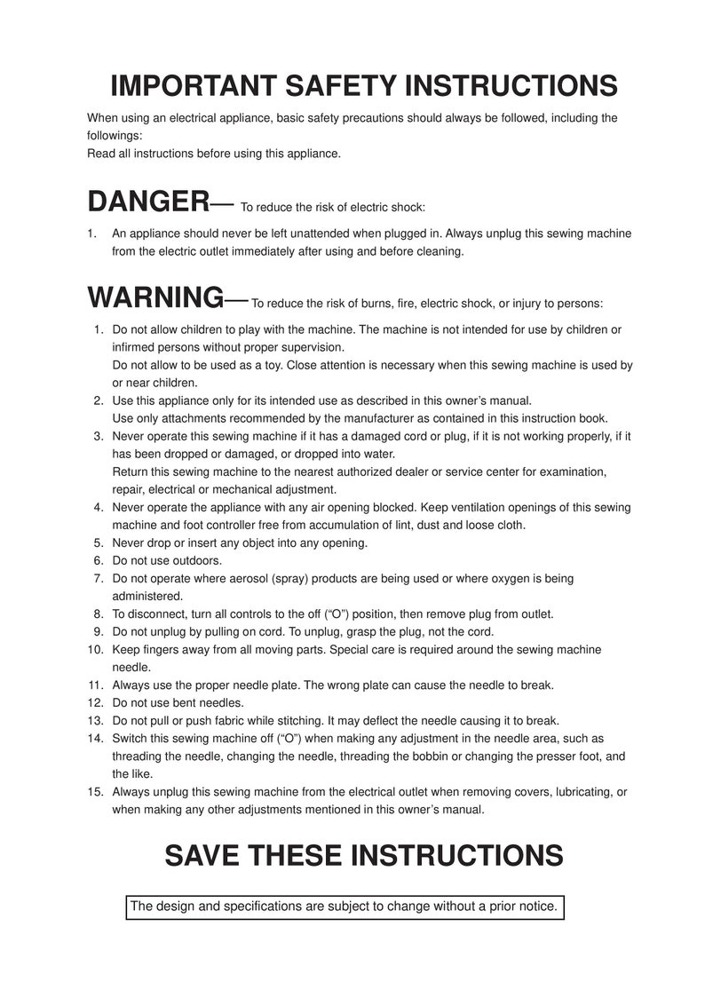 Janome JP760 Jemplatinum Sewing Machine Instruction Manual User Manual