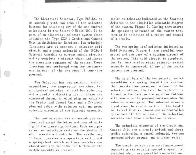 Seeburg M100A Service Manual: Operating Instructions, Wiring Diagram