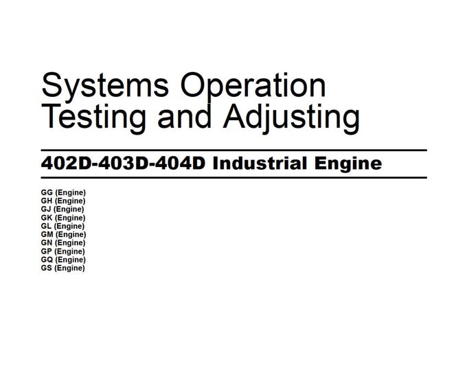 Perkins Systems Operation Testing and Adjusting 402D-403D-404D Industrial Engine - (pdf Download)
