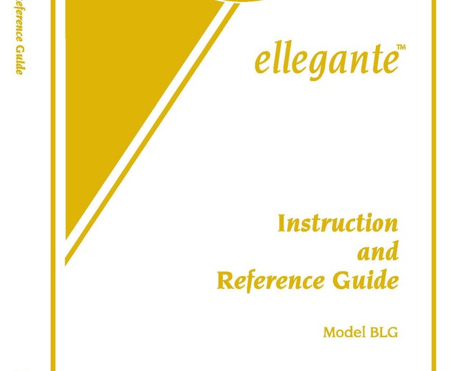 Baby Lock ellegante BLG Sewing Machine Instruction Manual - User Manual - Complete User Guide - English