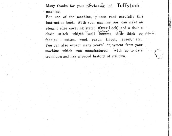 CONSEW TUFFYLOCK Sewing Machine Instruction Manual - User Manual - Complete User Guide - English