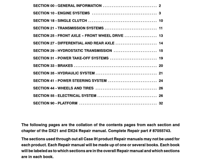 Case DX21, DX24 - Service Manual (Pdf Download)