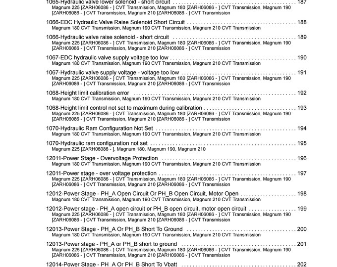Case MAGNUM 180 MAGNUM 190 MAGNUM 210 Magnum 225 fault codes -  Service Manual (Pdf Download)