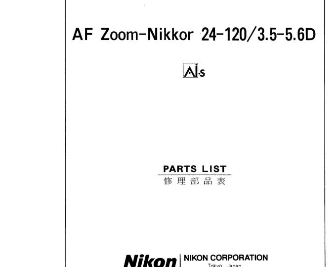 Nikon AF 24-120mm f3,5-5,6D - Service Manual - Repair Manual - Workshop Manual -  PDF Download