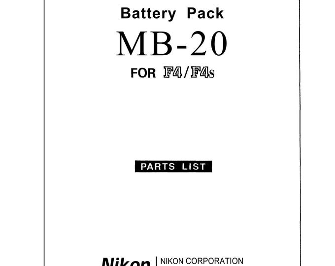 Nikon MB-20 - Service Manual - Workshop Manual -  PDF Download