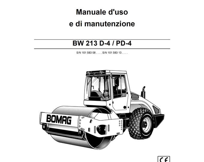 Bomag BW 213 D-4, PD-4 User Manual 08-2008 00804365 - Italian (Pdf Download)