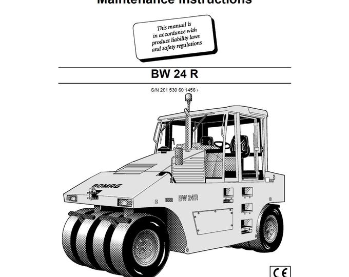 Bomag Rubber Tire Roller BW 24 R Operating Instructions 08.2008 00815607 -  English (Pdf Download)