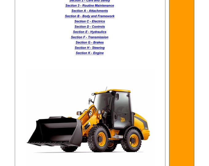 JCB Wheeled Loading Shovel - 406/409 - 9803-4310 - Workshop Manual - Service Manual - Parts Manual - Owners Manual (PDF Download)