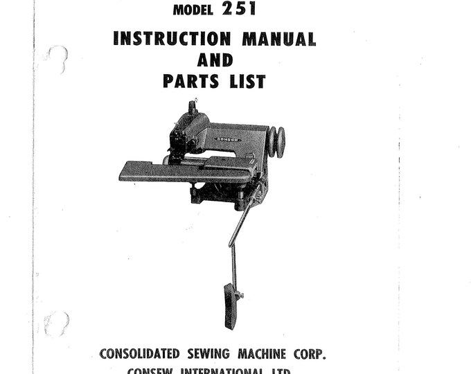 CONSEW 251 Sewing Machine Instruction Manual - User Manual - Complete User Guide - English