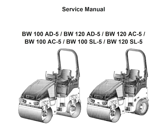 Bomag Tandem Vibratory Roller BW 120 AD-5 Service Manual 00840124 12.2016 - English