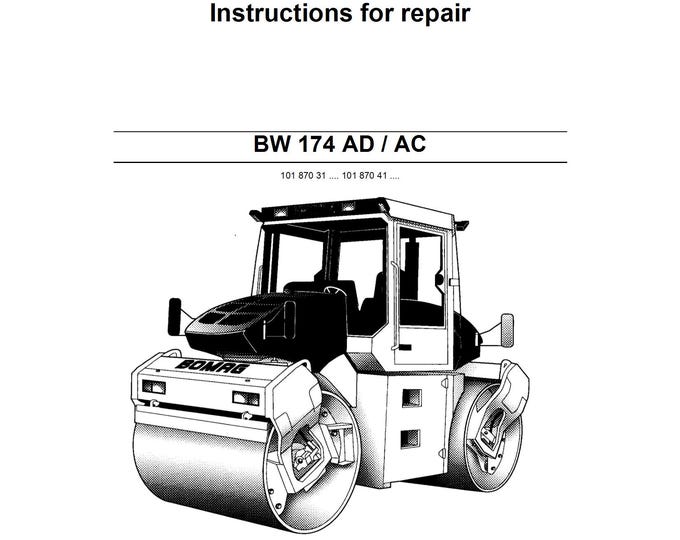 Bomag Roller BW 174 AD Instruction Repair 00891233- English  (Pdf Download)